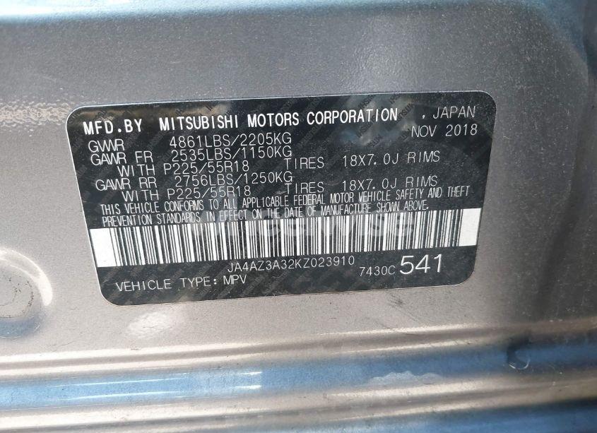 Photo 9 of 2019 Mitsubishi Outlander SEL (VIN JA4AZ3A32KZ023910)