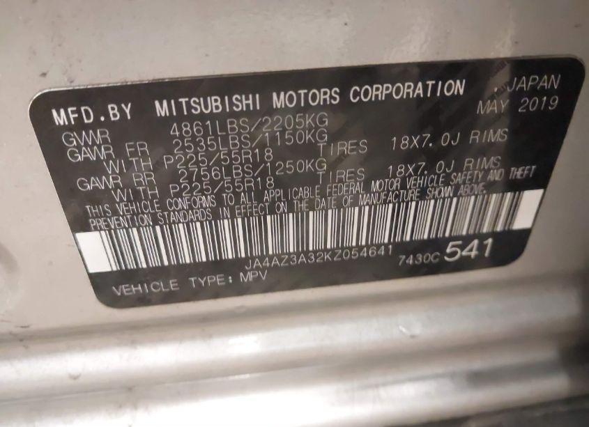 Photo 9 of 2019 Mitsubishi Outlander SEL (VIN JA4AZ3A32KZ054641)