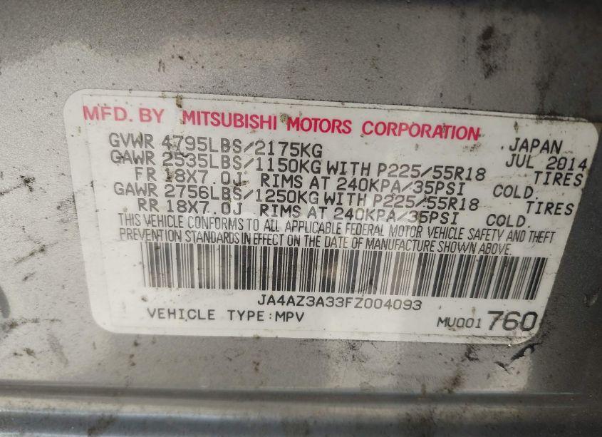 Photo 9 of 2015 Mitsubishi Outlander SE (VIN JA4AZ3A33FZ004093)