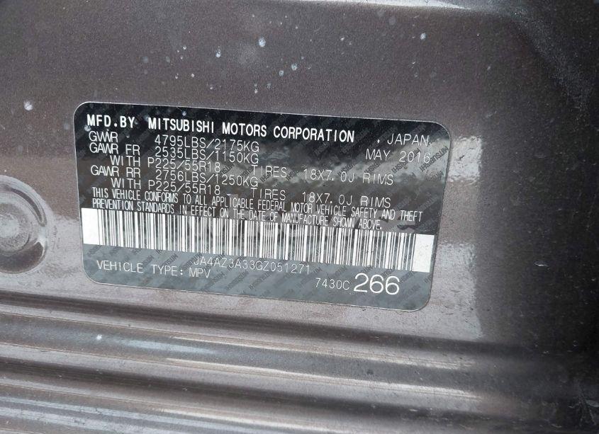 Photo 9 of 2016 Mitsubishi Outlander SEL (VIN JA4AZ3A33GZ051271)