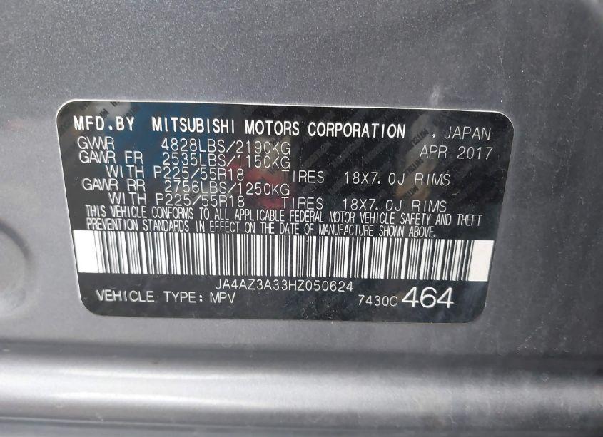 Photo 9 of 2017 Mitsubishi Outlander SE (VIN JA4AZ3A33HZ050624)