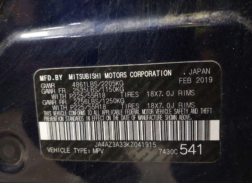 Photo 9 of 2019 Mitsubishi Outlander SE (VIN JA4AZ3A33KZ041915)