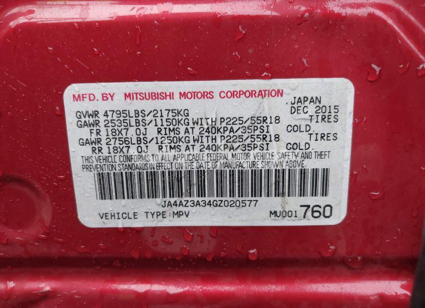 Photo 9 of 2016 Mitsubishi Outlander SEL (VIN JA4AZ3A34GZ020577)