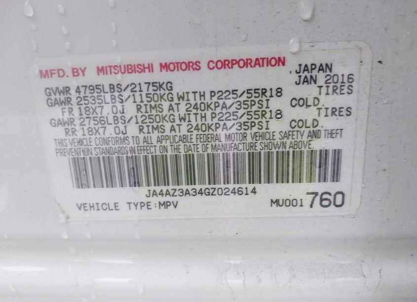 Photo 9 of 2016 Mitsubishi Outlander SEL (VIN JA4AZ3A34GZ024614)