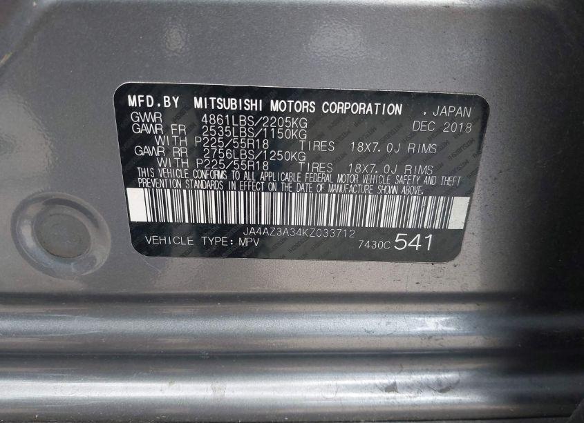 Photo 9 of 2019 Mitsubishi Outlander SE (VIN JA4AZ3A34KZ033712)