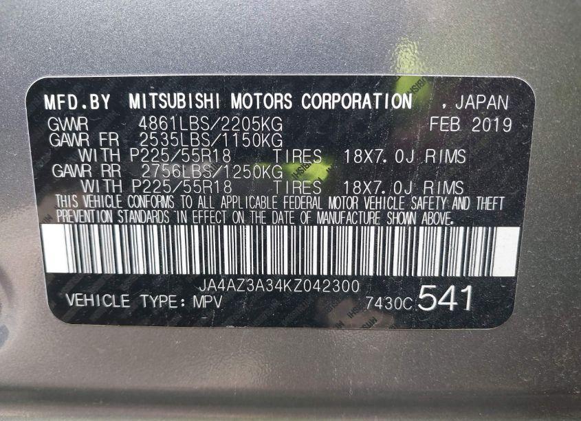 Photo 9 of 2019 Mitsubishi Outlander SE (VIN JA4AZ3A34KZ042300)