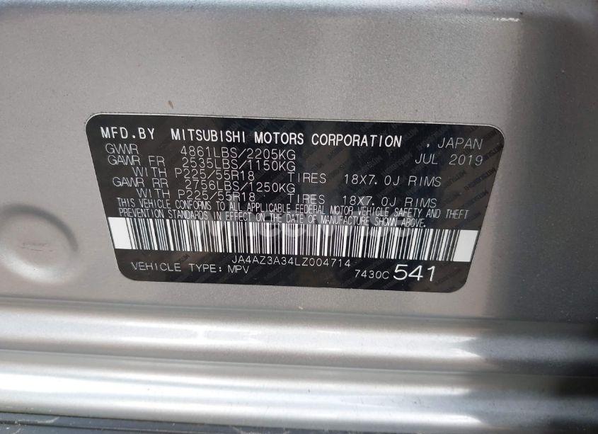 Photo 9 of 2020 Mitsubishi Outlander LE 2.4 S-AWC (VIN JA4AZ3A34LZ004714)