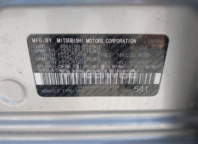 Photo 9 of 2019 Mitsubishi Outlander ES (VIN JA4AZ3A35KZ003568)