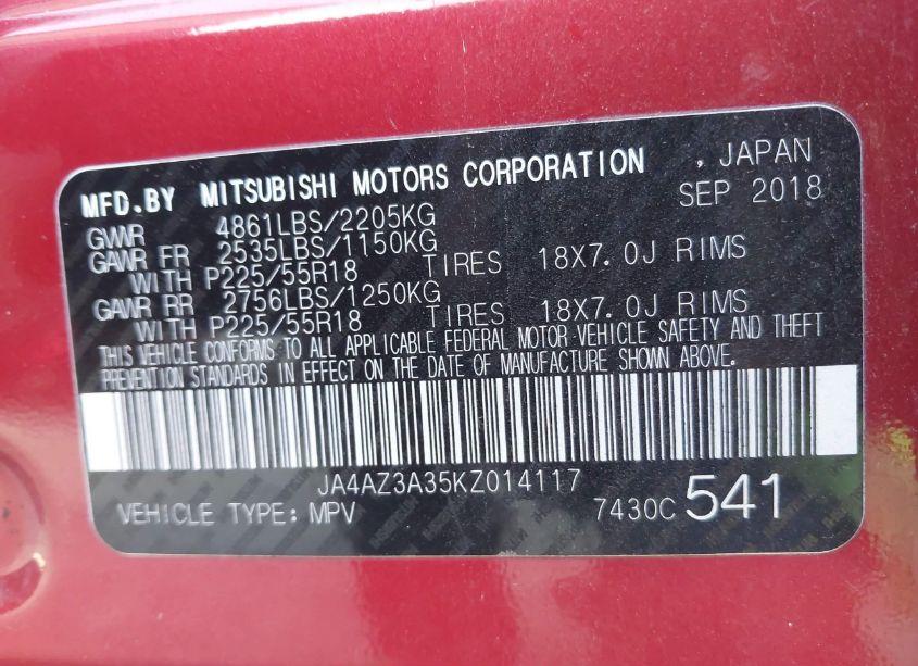 Photo 9 of 2019 Mitsubishi Outlander SEL (VIN JA4AZ3A35KZ014117)