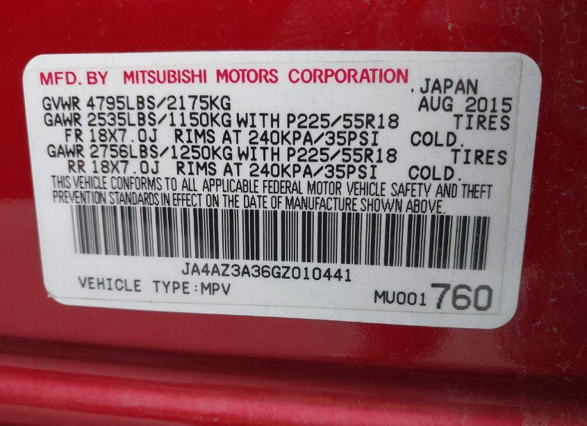 Photo 9 of 2016 Mitsubishi Outlander SEL (VIN JA4AZ3A36GZ010441)