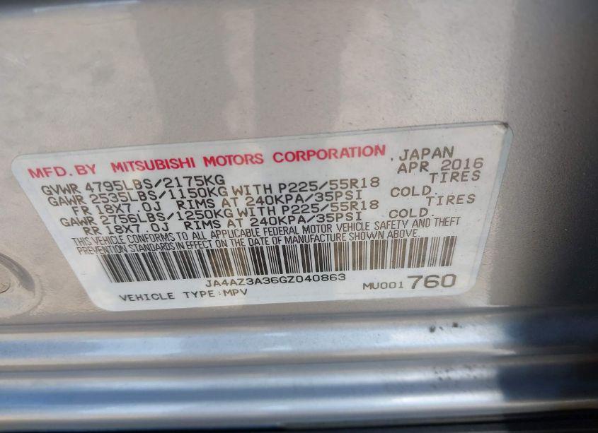 Photo 9 of 2016 Mitsubishi Outlander ES (VIN JA4AZ3A36GZ040863)