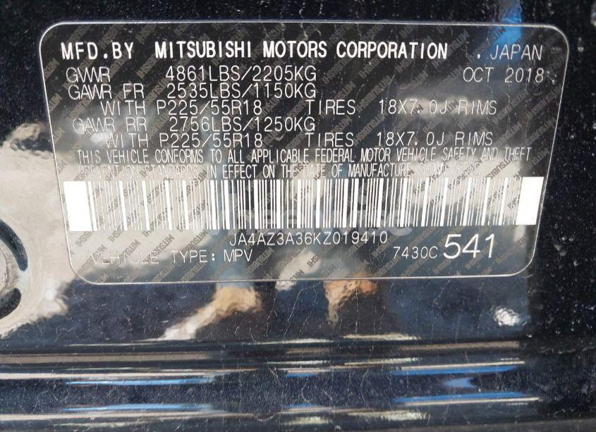 Photo 9 of 2019 Mitsubishi Outlander SE (VIN JA4AZ3A36KZ019410)