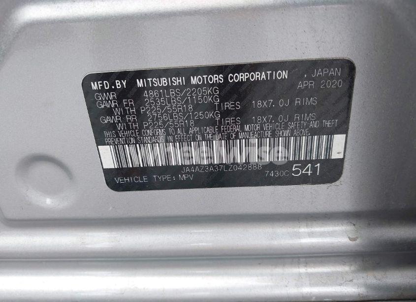 Photo 9 of 2020 Mitsubishi Outlander ES 2.4 S-AWC/LE 2.4 S-AWC/SE 2.4 S-AWC/SEL 2.4 S-AWC/SP 2.4 S-AWC (VIN JA4AZ3A37LZ042888)