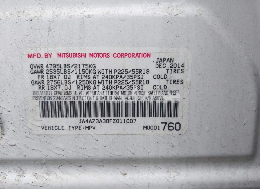 Photo 9 of 2015 Mitsubishi Outlander SE (VIN JA4AZ3A38FZ011007)