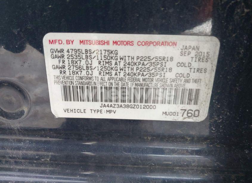 Photo 9 of 2016 Mitsubishi Outlander SEL (VIN JA4AZ3A38GZ012000)