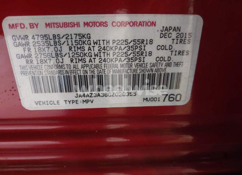 Photo 9 of 2016 Mitsubishi Outlander SE (VIN JA4AZ3A38GZ020355)