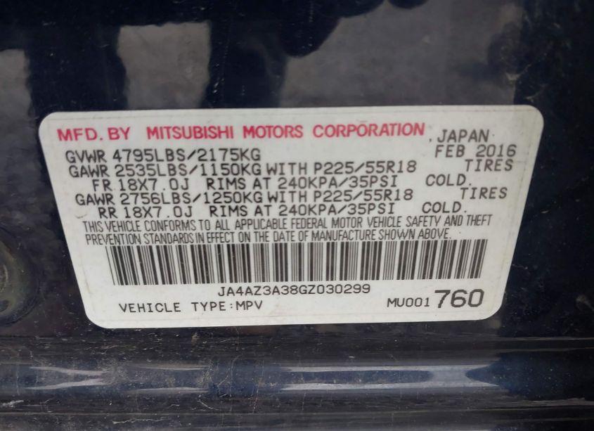 Photo 9 of 2016 Mitsubishi Outlander ES (VIN JA4AZ3A38GZ030299)