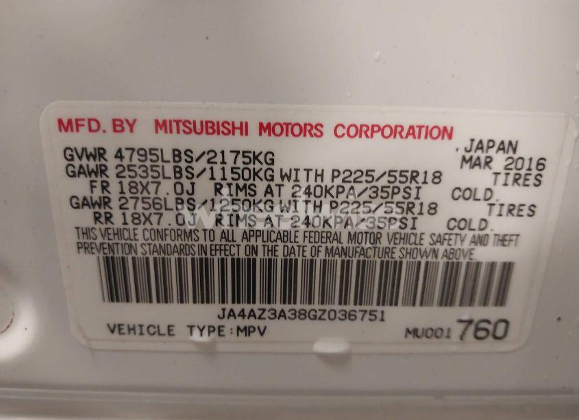 Photo 9 of 2016 Mitsubishi Outlander SEL (VIN JA4AZ3A38GZ036751)