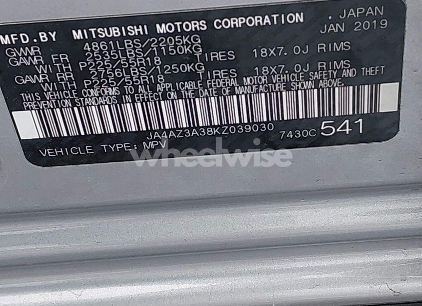 Photo 9 of 2019 Mitsubishi Outlander SEL (VIN JA4AZ3A38KZ039030)
