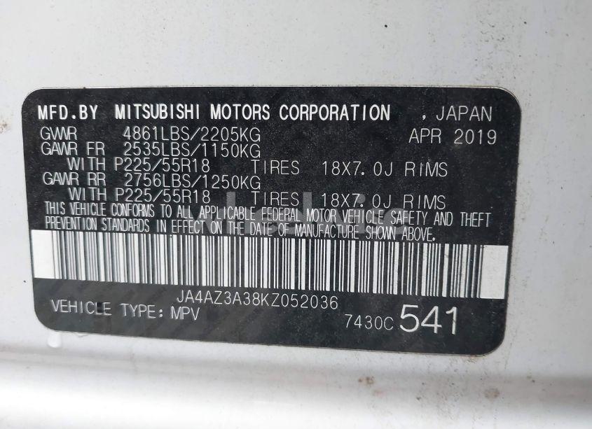Photo 9 of 2019 Mitsubishi Outlander SE (VIN JA4AZ3A38KZ052036)