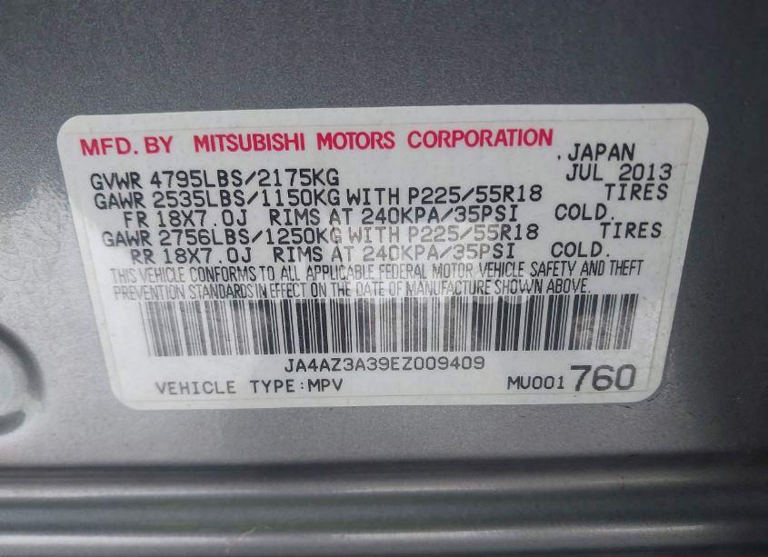 Photo 9 of 2014 Mitsubishi Outlander SE (VIN JA4AZ3A39EZ009409)