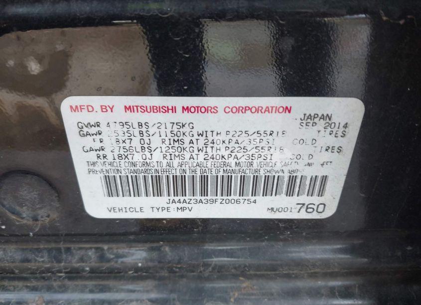 Photo 9 of 2015 Mitsubishi Outlander SE (VIN JA4AZ3A39FZ006754)