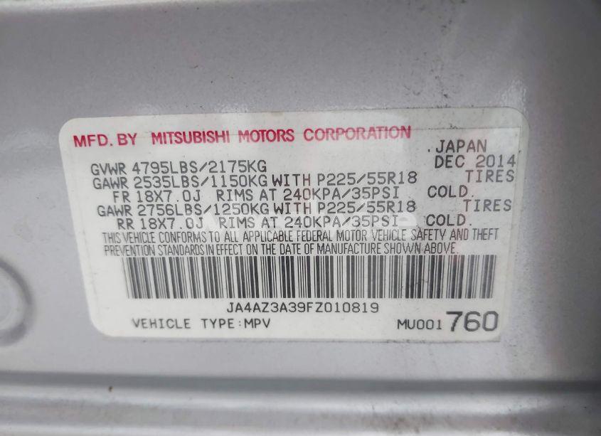 Photo 9 of 2015 Mitsubishi Outlander SE (VIN JA4AZ3A39FZ010819)