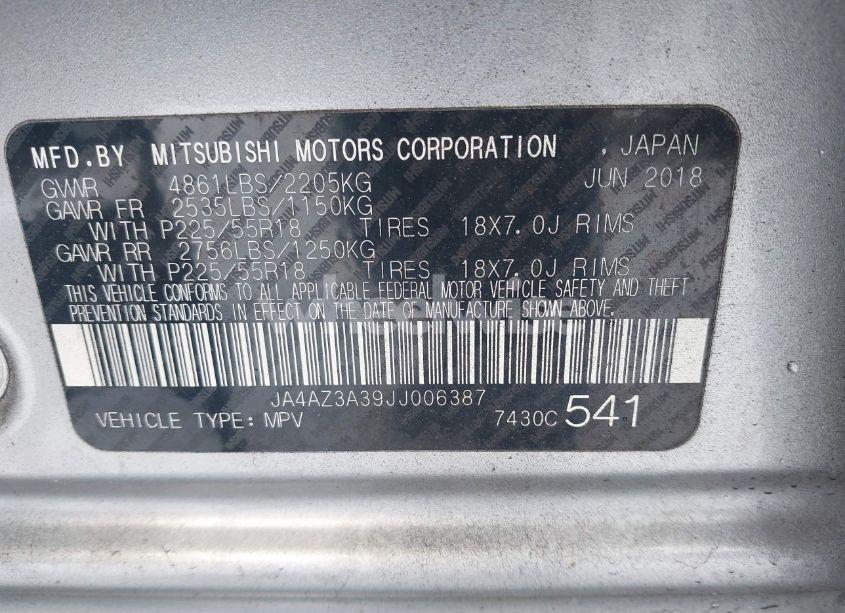 Photo 9 of 2018 Mitsubishi Outlander ES/LE/SE/SEL (VIN JA4AZ3A39JJ006387)