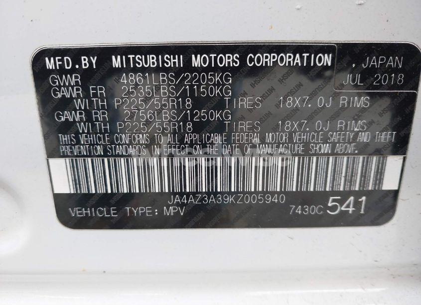 Photo 9 of 2019 Mitsubishi Outlander SEL (VIN JA4AZ3A39KZ005940)