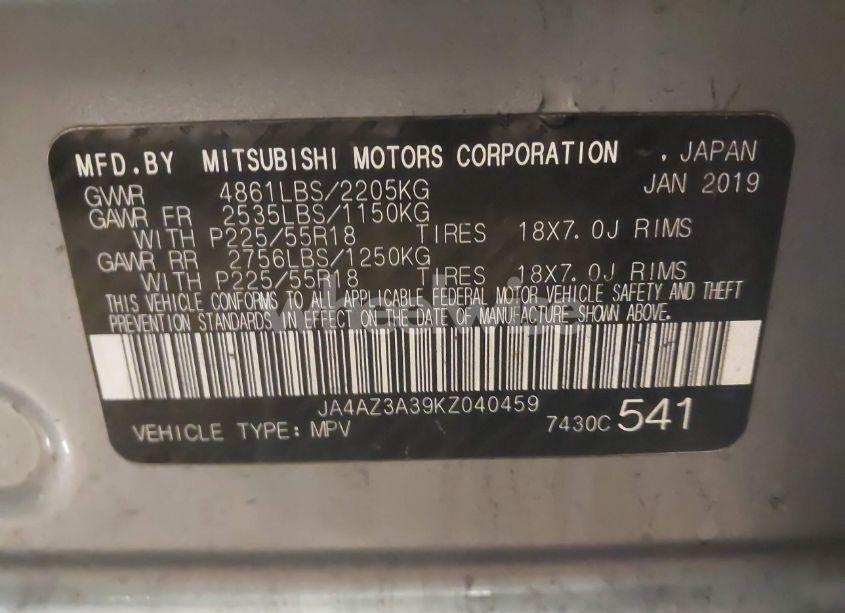 Photo 9 of 2019 Mitsubishi Outlander ES/LE/SE/SEL (VIN JA4AZ3A39KZ040459)