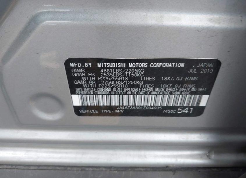 Photo 9 of 2020 Mitsubishi Outlander SE 2.4 (VIN JA4AZ3A39LZ004935)