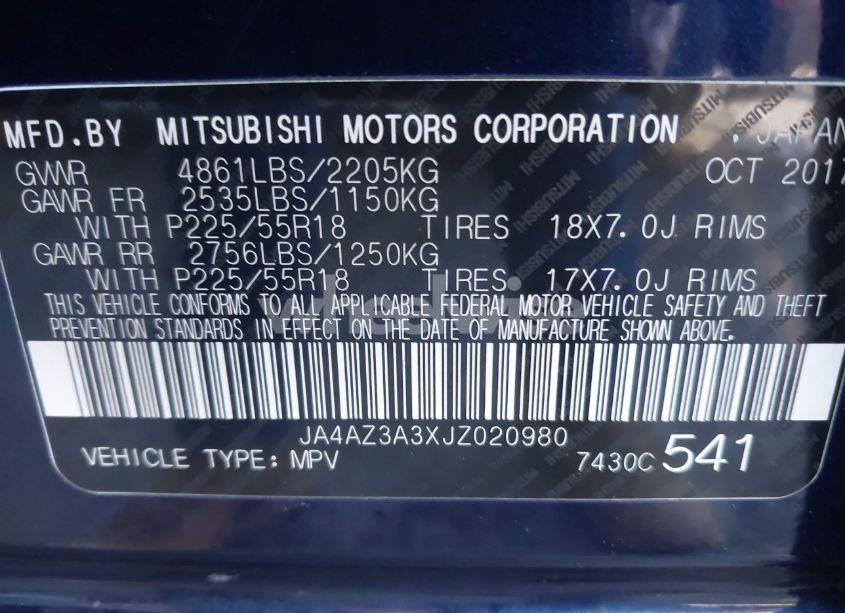 Photo 9 of 2018 Mitsubishi Outlander SEL (VIN JA4AZ3A3XJZ020980)