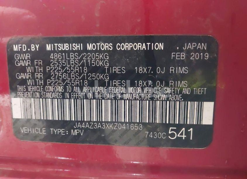 Photo 9 of 2019 Mitsubishi Outlander ES/LE/SE/SEL (VIN JA4AZ3A3XKZ041653)