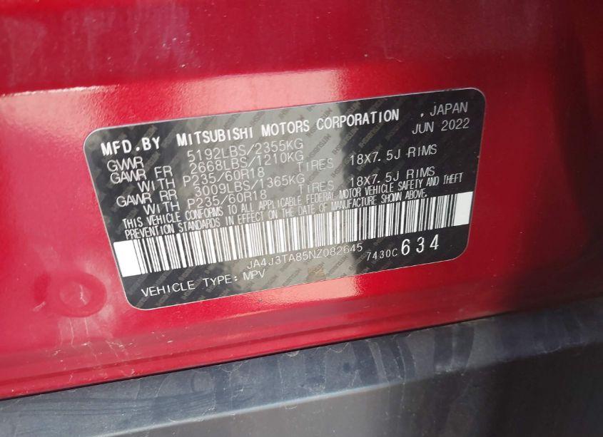 Photo 9 of 2022 Mitsubishi Outlander ES 2.5 2WD (VIN JA4J3TA85NZ082645)