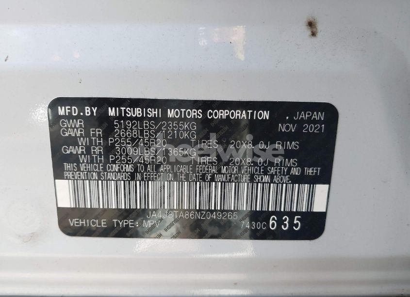 Photo 9 of 2022 Mitsubishi Outlander ES 2.5 2WD (VIN JA4J3TA86NZ049265)