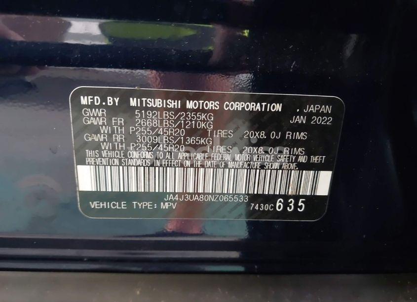 Photo 9 of 2022 Mitsubishi Outlander BLACK EDITION 2WD/SE 2.5 2WD/SE LAUNCH EDITION 2WD (VIN JA4J3UA80NZ065533)