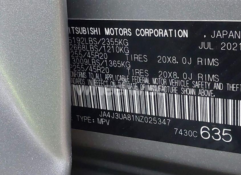 Photo 9 of 2022 Mitsubishi Outlander BLACK EDITION 2WD/SE 2.5 2WD/SE LAUNCH EDITION 2WD (VIN JA4J3UA81NZ025347)