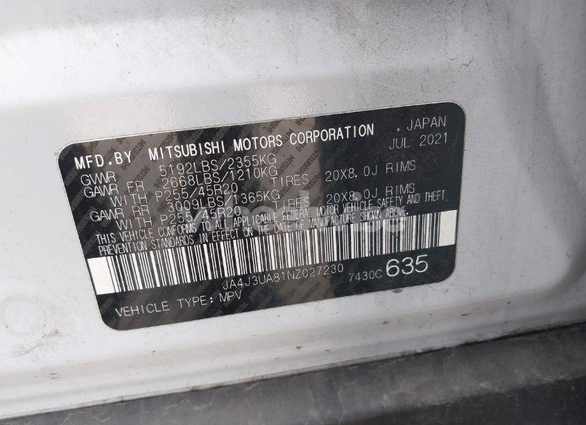 Photo 9 of 2022 Mitsubishi Outlander BLACK EDITION 2WD/SE 2.5 2WD/SE LAUNCH EDITION 2WD (VIN JA4J3UA81NZ027230)