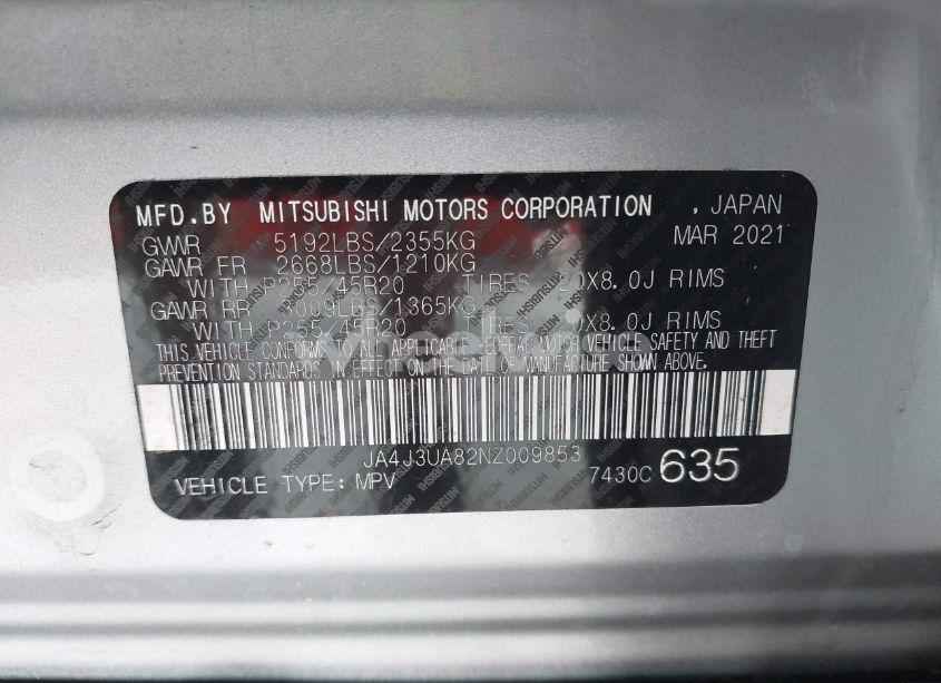 Photo 9 of 2022 Mitsubishi Outlander BLACK EDITION 2WD/SE 2.5 2WD/SE LAUNCH EDITION 2WD (VIN JA4J3UA82NZ009853)