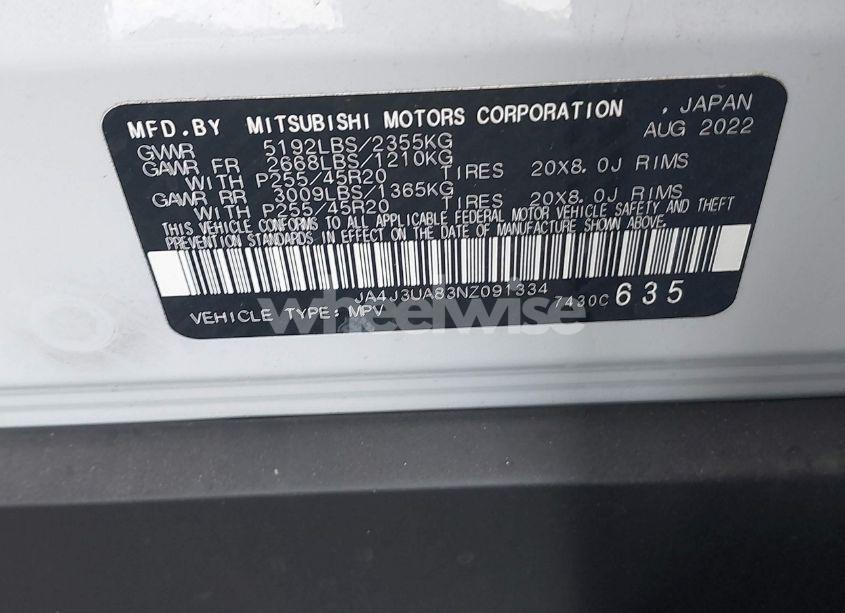 Photo 9 of 2022 Mitsubishi Outlander BLACK EDITION 2WD/SE 2.5 2WD/SE LAUNCH EDITION 2WD (VIN JA4J3UA83NZ091334)