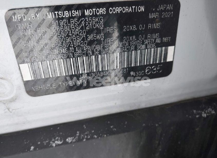 Photo 9 of 2022 Mitsubishi Outlander SE 2.5 2WD (VIN JA4J3UA84NZ010681)