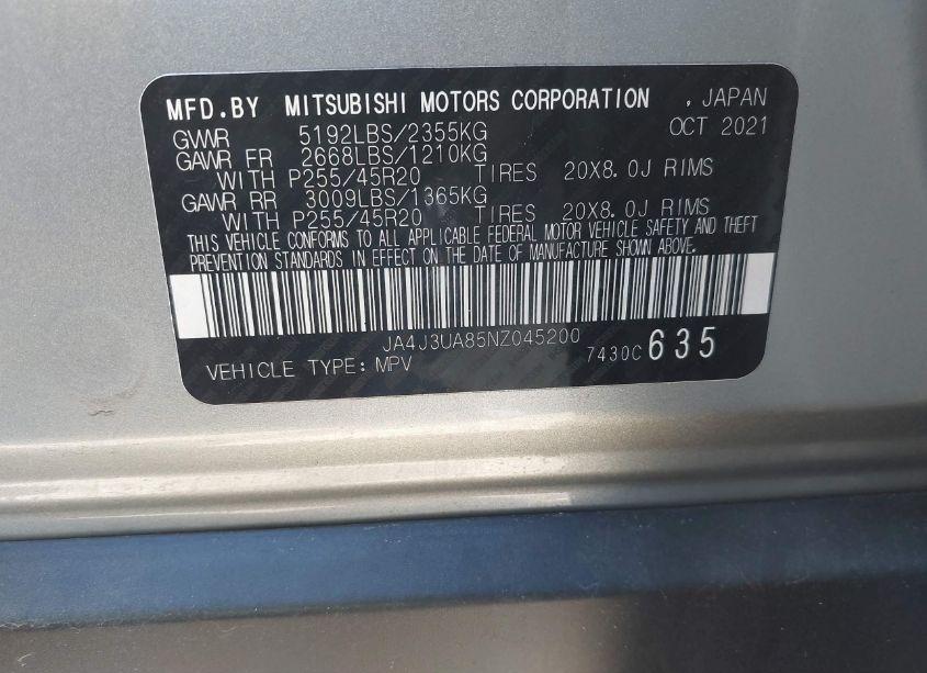 Photo 9 of 2022 Mitsubishi Outlander SE 2.5 2WD (VIN JA4J3UA85NZ045200)