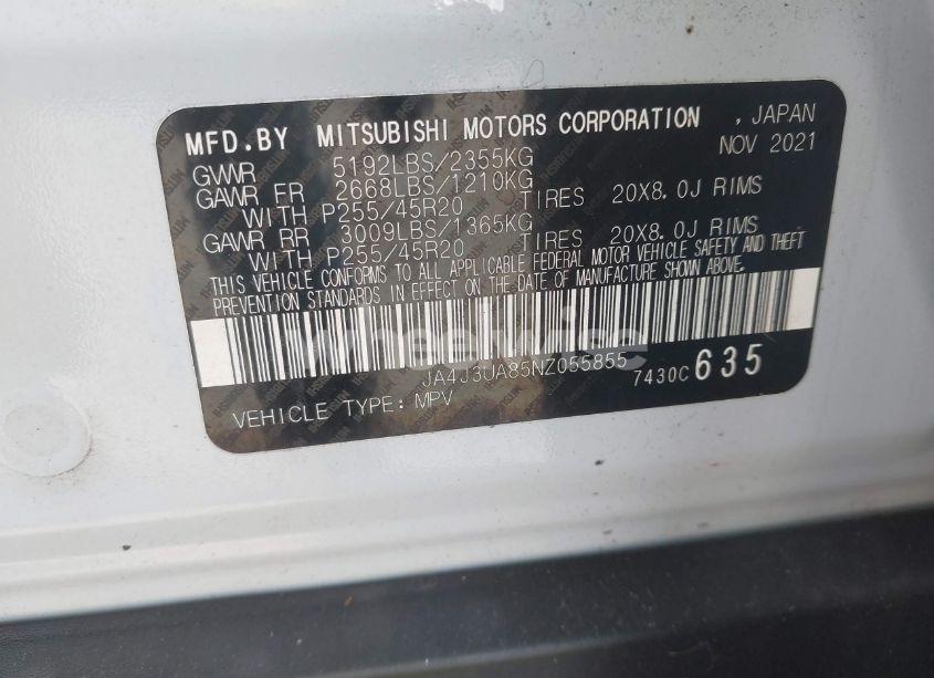 Photo 9 of 2022 Mitsubishi Outlander BLACK EDITION 2WD/SE 2.5 2WD/SE LAUNCH EDITION 2WD (VIN JA4J3UA85NZ055855)