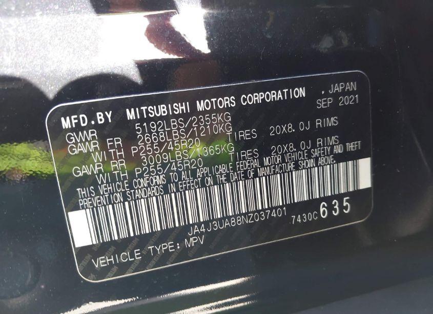 Photo 9 of 2022 Mitsubishi Outlander SE 2.5 2WD (VIN JA4J3UA88NZ037401)