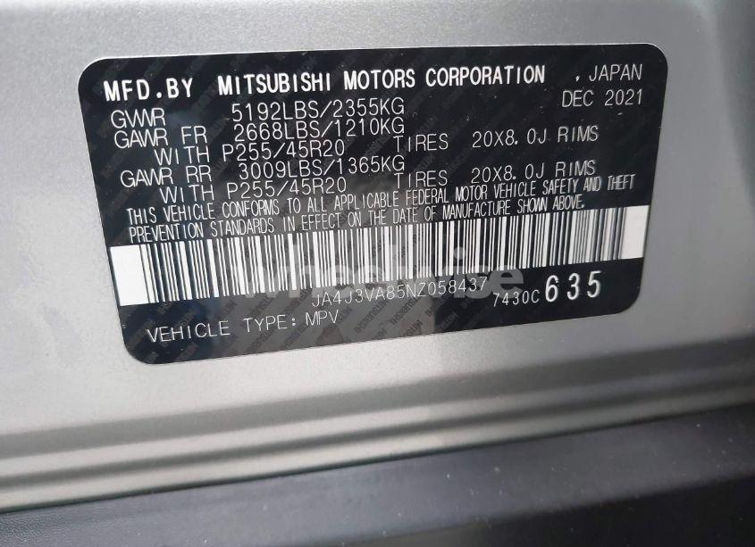 Photo 9 of 2022 Mitsubishi Outlander SEL 2.5 2WD/SEL SPECIAL EDITION (VIN JA4J3VA85NZ058437)