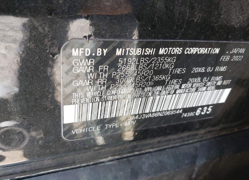 Photo 9 of 2022 Mitsubishi Outlander SEL SPECIAL EDITION (VIN JA4J3VA86NZ069544)