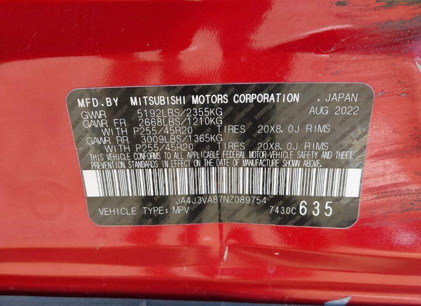 Photo 9 of 2022 Mitsubishi Outlander SEL SPECIAL EDITION 2WD (VIN JA4J3VA87NZ089754)