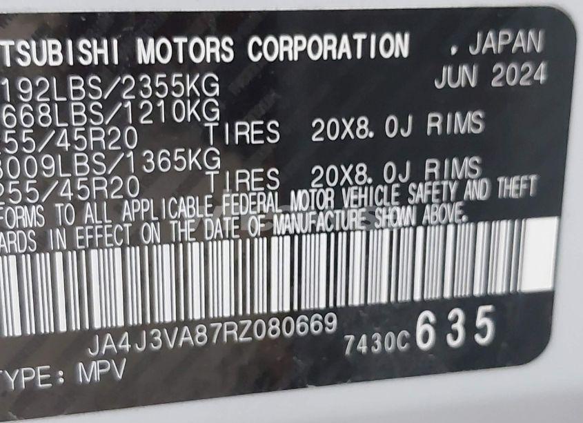 Photo 9 of 2024 Mitsubishi Outlander SE 2.5 2WD/SE BLACK EDITION S-AWC/SE BLACK EDITION W/PANO ROOF S-AWC (VIN JA4J3VA87RZ080669)