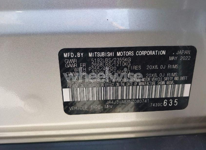 Photo 9 of 2022 Mitsubishi Outlander SEL 2.5 2WD/SEL SPECIAL EDITION 2WD (VIN JA4J3VA88NZ080741)