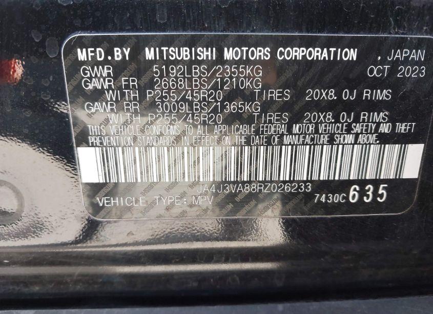 Photo 9 of 2024 Mitsubishi Outlander SE/SE BLACK EDITION/SE BLACK EDITION W/PANO ROOF S-AWC (VIN JA4J3VA88RZ026233)